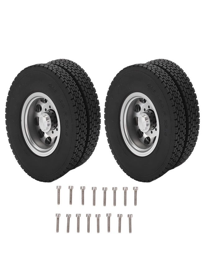 Dilwe RC Car Rear Tires,2pcs Rubber Tires RC Vehicle Wheels Upgrade Accessories Aluminum Alloy Rear Tires for 1/14 Trailer Truck - Image 1