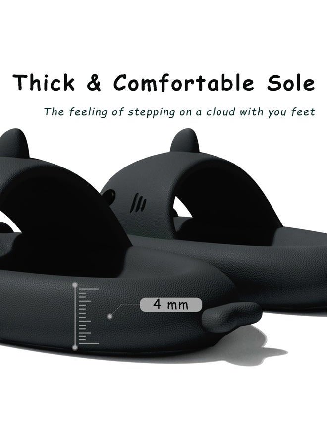 rosyclo Shark Slides for Women and Men, Cute Cloudy Shark Slippers Adult Summer Soft Lightweight Anti-Slip Thick Sole Open Toe beach house Baby Cloud Cushion Pillow Slide Sandals for Indoor & Outdoor, - Image 3