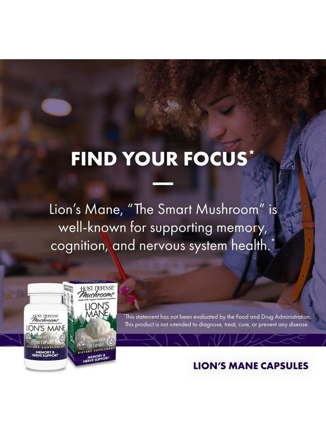 فطريات الدفاع المضيفة بنكهة عرف الأسد - كبسولات مكملات غذائية لدعم صحة الدماغ - فطريات لدعم التركيز ووظائف الذاكرة - مكمل غذائي للجهاز المناعي والجهاز العصبي - 30 كبسولة (15 حصة)* - Image 2