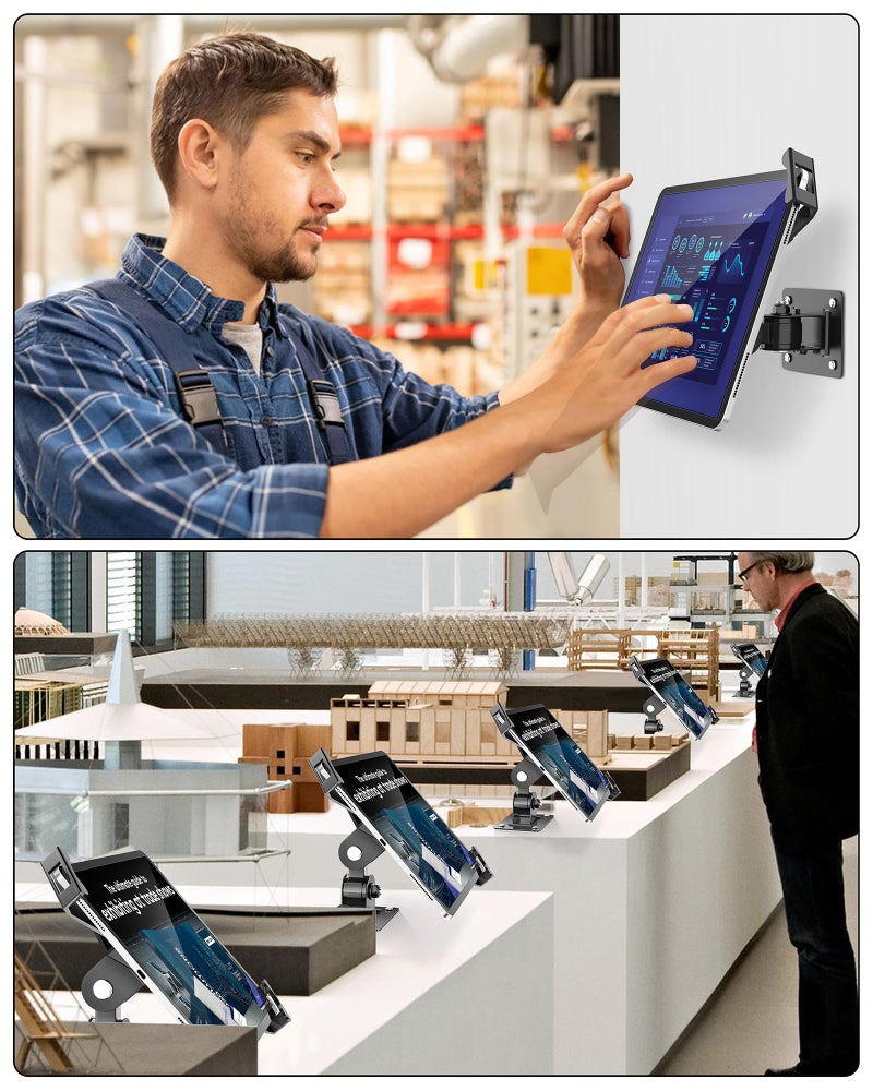AboveTEK Tablet Wall Mount -360° Rotation iPad Wall Holder for Retail & Business, Anti Theft iPad Stand Fits 7"-11" Tablets Including iPad Pro/Air/Mini, Galaxy Tab - Security Lock & Key - (Black) - Image 2