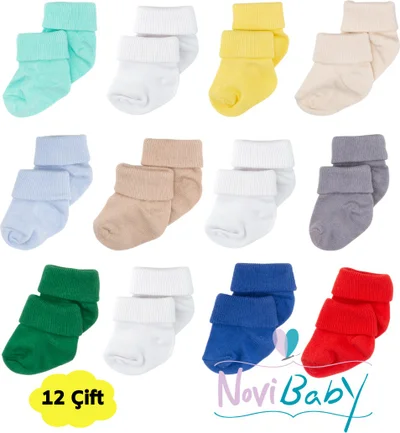 نوفيبيبي 12 Pack Bamboo Newborn Baby Socks I Mix Size I Girl Boy Baby Socks