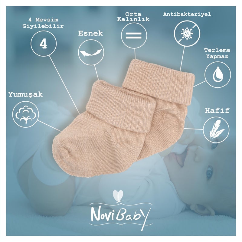 Novibaby 12 Pack Bamboo Newborn Baby Socks I Mix Size I Girl Boy Baby Socks  - Image 2