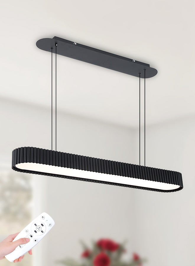 YATAI LIGHTING 100cm Modern Oval LED Chandelier, 54W Dimmable Pendant Light with Remote, Adjustable Height, 3-Color 3000K to 6000K, Black Minimalist Ceiling Fixture for Bedroom, Dining and Living Areas - Image 1