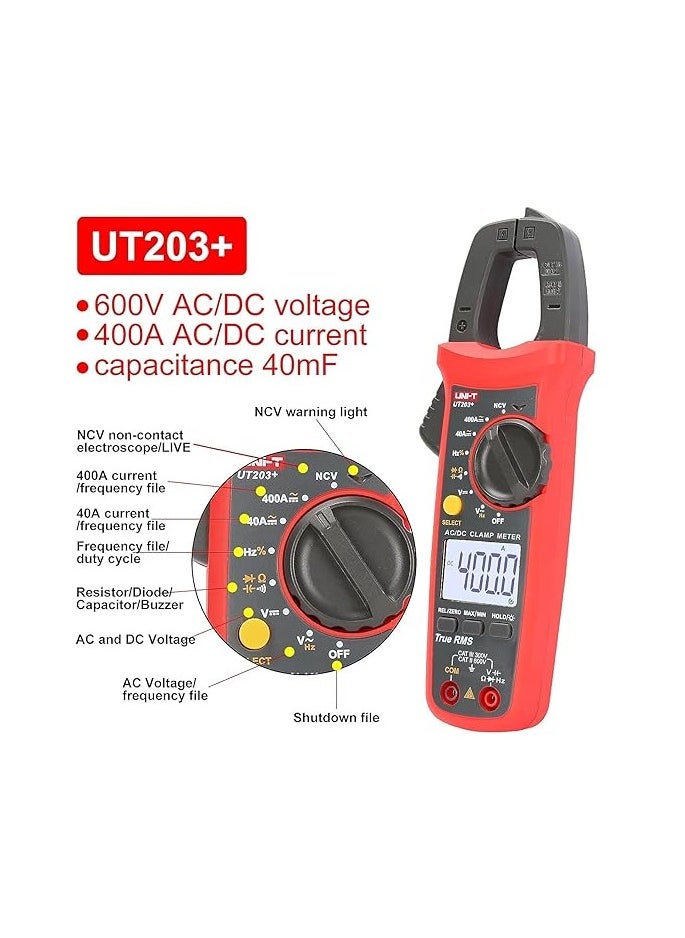 UNI-T - Uni-T-UT203+ True RMS, 4000 counts, 400A AC/DC Digital Clamp Meter - Image 1