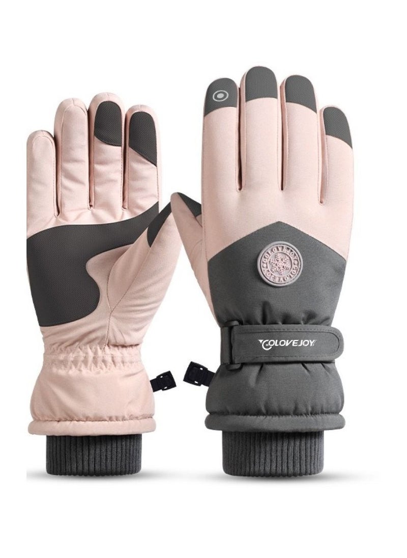 Golovejoy Women's Outdoor Plush Warm And Cold Proof Gloves In Winter 