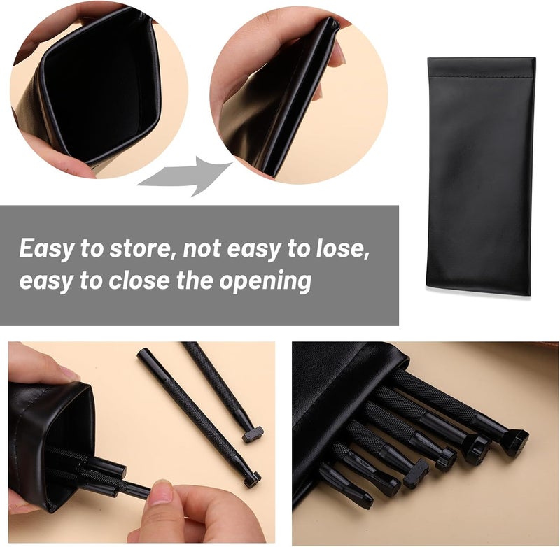 QMNNMA 6 PCS Leather Stamping Tools, Different Shape Saddle Making Stamp Punch Set with Bag, Carving Leather Craft Stamp Tools for Craft DIY Working - Image 2