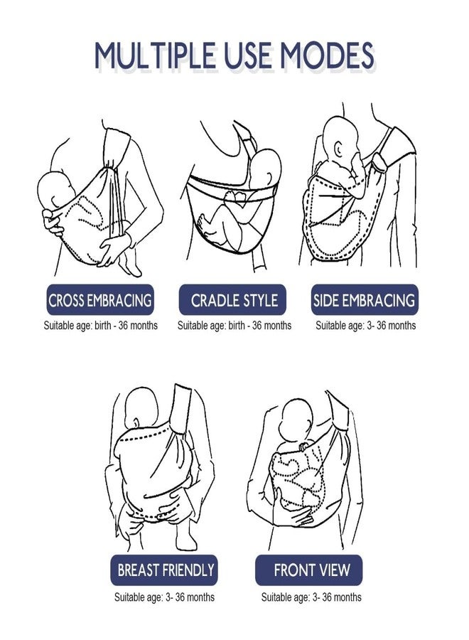 Paghadi Adjustable Baby Carrier Belt Newborn To Toddler, Baby Wraps Carrier, Baby Carry Sling Back Front, Lightweight Breathable Wrap With Thick Shoulder Straps For 0-36 Months Infant,Multicolor - Image 4