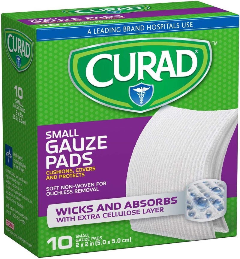 Curad Non-Woven Pro-Gauze, 2" x 2", 10 Count, Pack Of 6