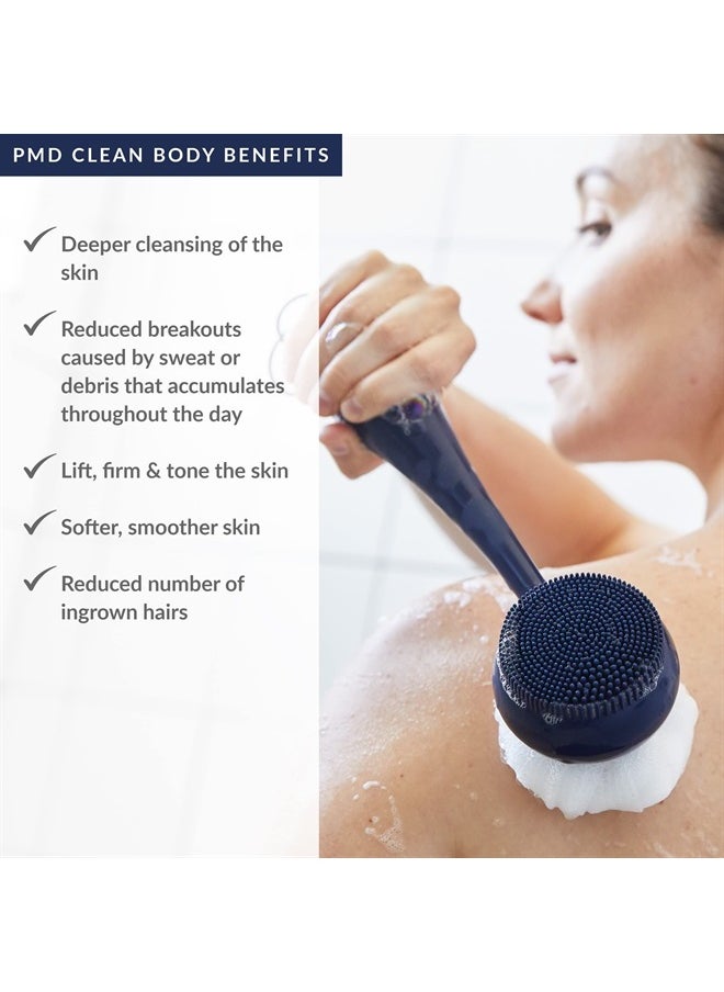 PMD Beauty PMD Clean Body - Smart Body Cleansing Device with Silicone Brush & Three Interchangeable Attachments - Waterproof - SonicGlow Vibration - Cleanse, Exfoliate, & Massage Body 
