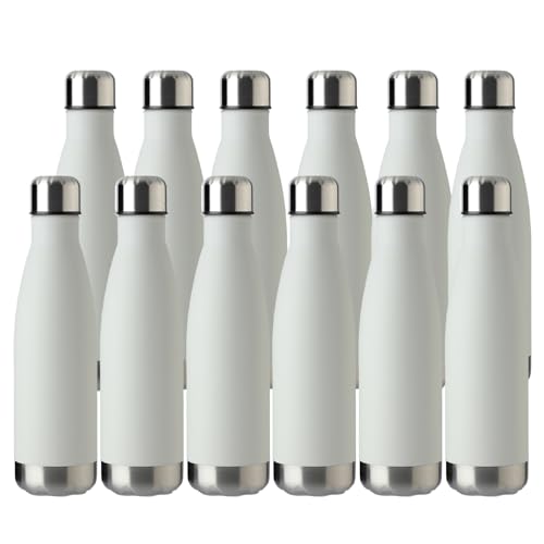 MEWAY 17oz Sport Water Bottle 12 Pack Vacuum Insulated Stainless Steel Leak-Proof Double Wall Cola Shape Water Bottle,Keep Drinks Hot & Cold (White,12 Pack) - Image 1