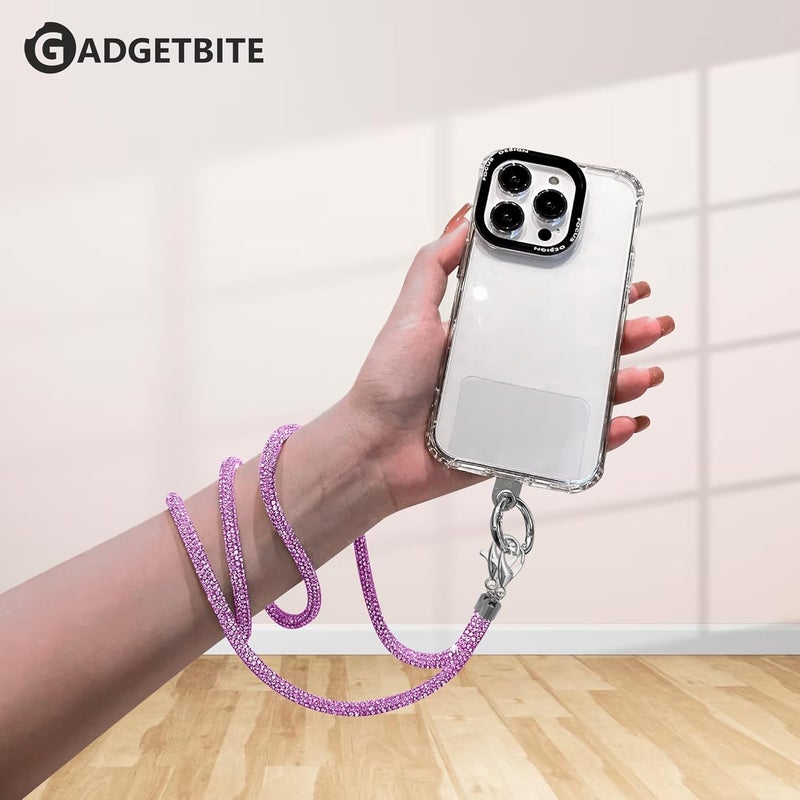 GadgetBite Diamond Charm Phone Lanyard -Cross body lanyard, Mobile Holder Strap, Hands-Free Neck Hanging Chain Accessory, Compatible with iPhone & Most Smartphones, Charms for Phone Case.(Rose Pink) - Image 5