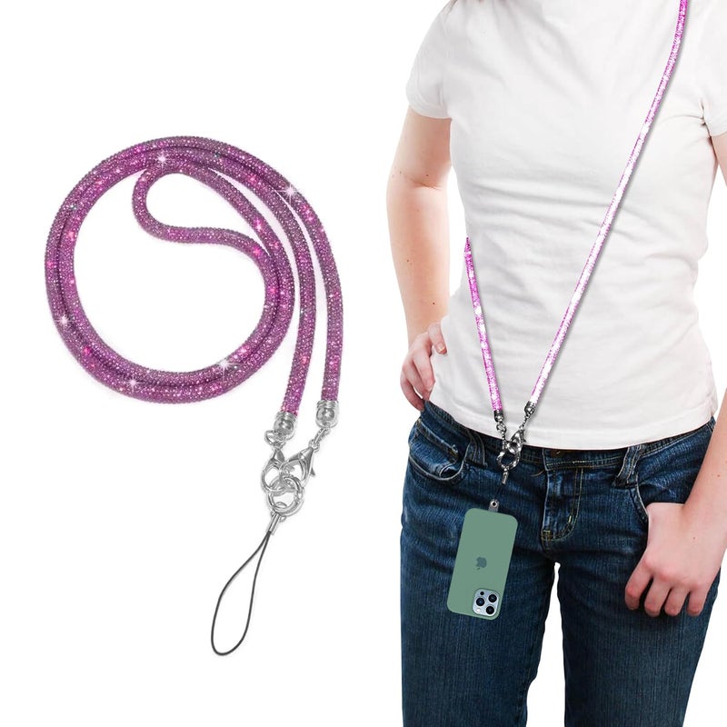 GadgetBite Diamond Charm Phone Lanyard -Cross body lanyard, Mobile Holder Strap, Hands-Free Neck Hanging Chain Accessory, Compatible with iPhone & Most Smartphones, Charms for Phone Case.(Rose Pink) - Image 2