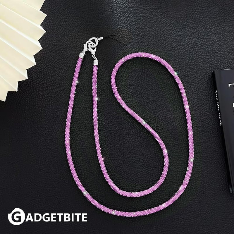 GadgetBite Diamond Charm Phone Lanyard -Cross body lanyard, Mobile Holder Strap, Hands-Free Neck Hanging Chain Accessory, Compatible with iPhone & Most Smartphones, Charms for Phone Case.(Rose Pink) - Image 3