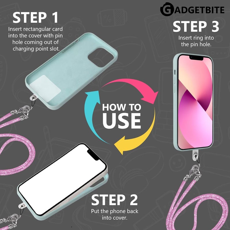 GadgetBite Diamond Charm Phone Lanyard -Cross body lanyard, Mobile Holder Strap, Hands-Free Neck Hanging Chain Accessory, Compatible with iPhone & Most Smartphones, Charms for Phone Case.(Rose Pink) - Image 4