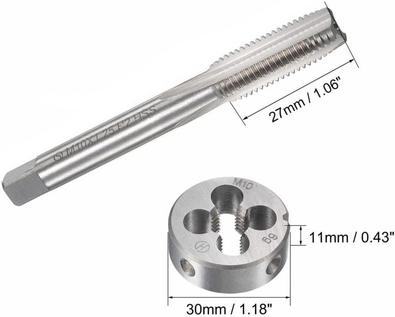Mactoom 10mm x 1.25 HSS Metric Tap and Die Set Right Hand Thread,Tapping DIY Tool 3pcs (M10 x 1.25mm) - Image 2