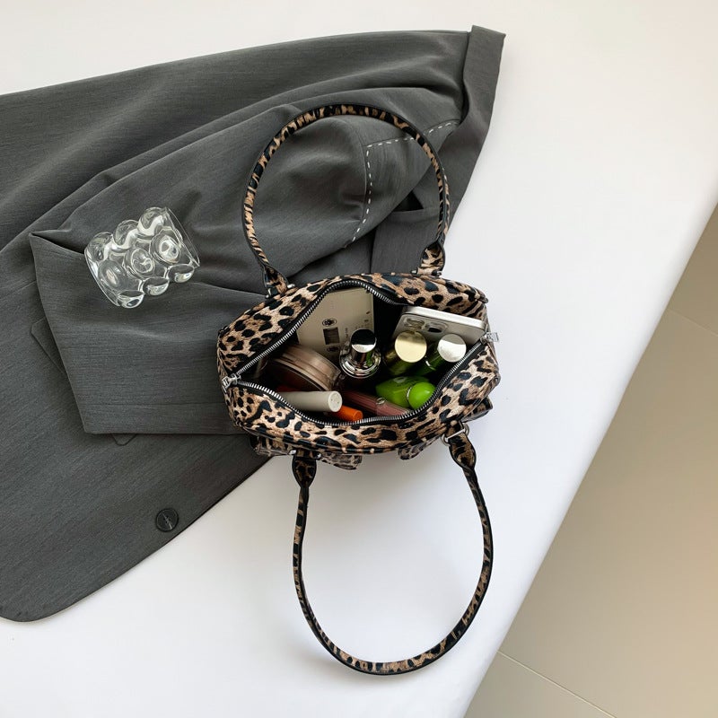 2024 Leopard Print Portable Pillow Bag Autumn New Large Capacity Bag Fashion Commuting Shoulder Bag - Image 5