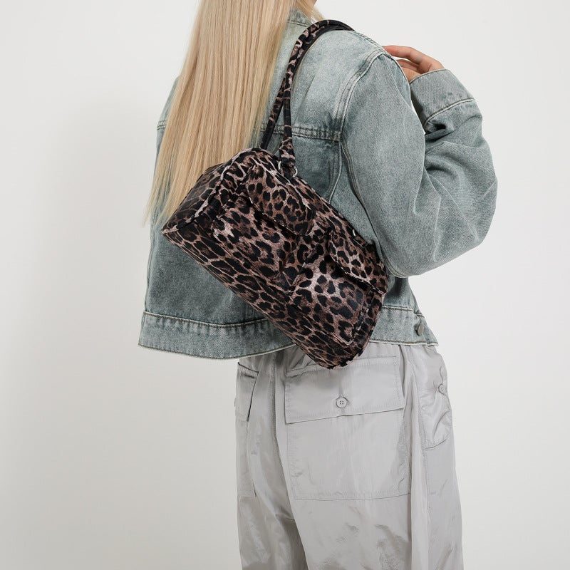 2024 Leopard Print Portable Pillow Bag Autumn New Large Capacity Bag Fashion Commuting Shoulder Bag - Image 3