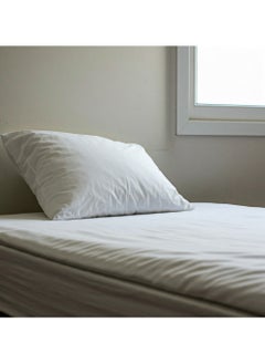 Home-Tex Design 2-Piece Hometex Design Flat Sheet Set Single White - 1 Flat Sheet (150x260cm) + 1 Pillow Cover (50x75cm)  - Image 1