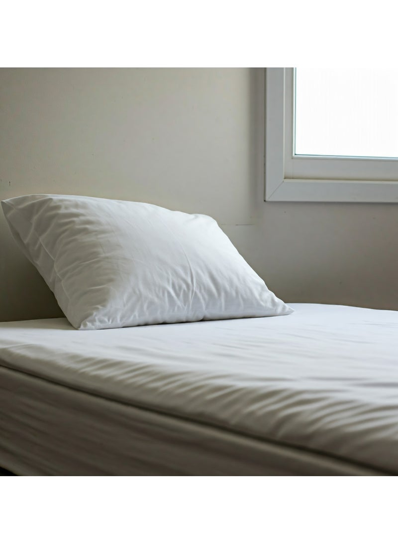 Home-Tex Design طقم ملاءات مسطحة من هومتكس ديزاين مكون من قطعتين، لون أبيض - ملاءة مسطحة واحدة (150×260 سم) + غطاء وسادة واحد (50×75 سم) - Image 1