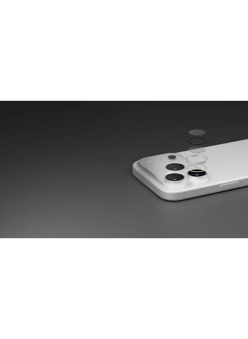 ليفيلو واقي عدسة iPhone 17 Pro / ProMax / مقاوم للخدش / واقي عدسة Lucent Duo مع نفاذية 99% / واقي عدسة مع 2x سبائك تيتانيوم - فضي تيتانيوم - Image 2