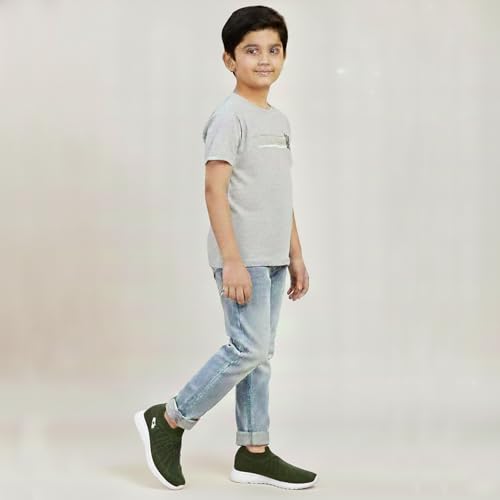 TRASE Sports Slip-On Shoes for Kids | Knitted Upper Lightweight Footwear for Boys & Girls | Comfortable EVA Sole and Breathable Shoes for Walking & Play (Olive, 1 UK) - Image 3