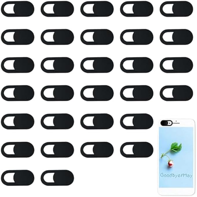 rayihni PACK OF 30 MOBILE PHONE CAMERA COVERS, LAPTOP CAMERA COVER, SLIDING FOR PROTECTION OF YOUR PRIVACY, ULTRA THIN WEB CAMERA COVER, FOR COMPUTER, MOBILE PHONE, TABLET, LAPTOPS (BLACK) - Image 1