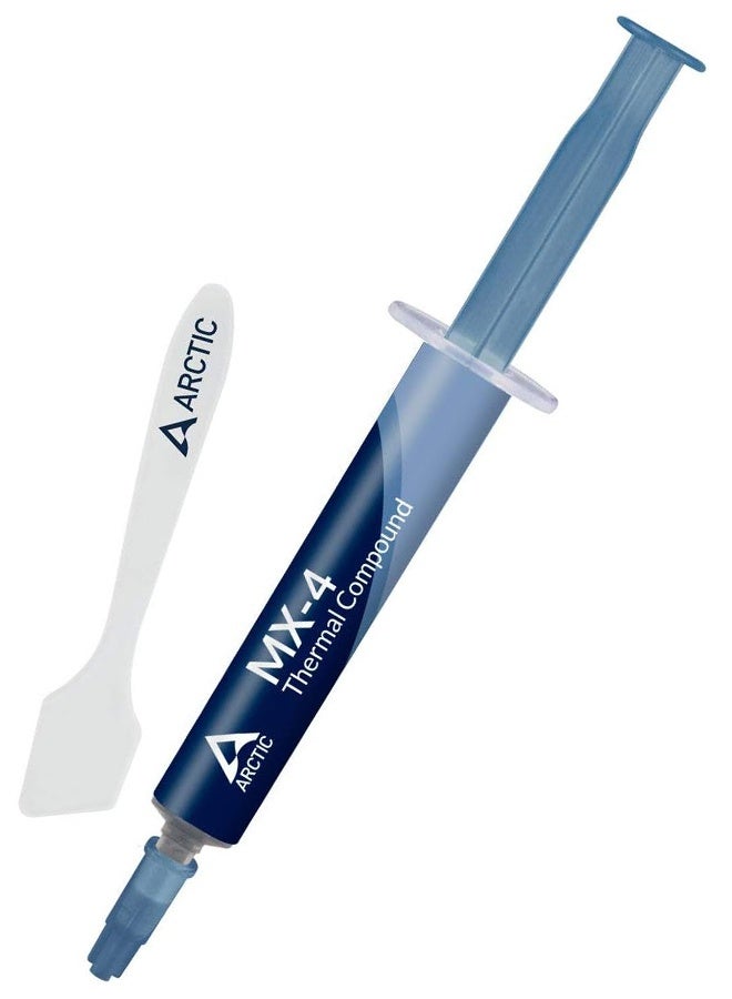 أركتيك معجون حراري MX-4 (يشمل ملعقة، 4 جرام) لوحدة المعالجة المركزية ووحدة معالجة الرسومات (GPU) للكمبيوتر الشخصي، وبلاي ستيشن 4، وإكس بوكس، معاجين حرارية موصلة للحرارة مصنوعة من السيليكون، مركب حراري يتميز بموصلية حرارية عالية، ومتانة طويلة، وتطبيق آمن، وغير موصل للحرارة. - Image 1