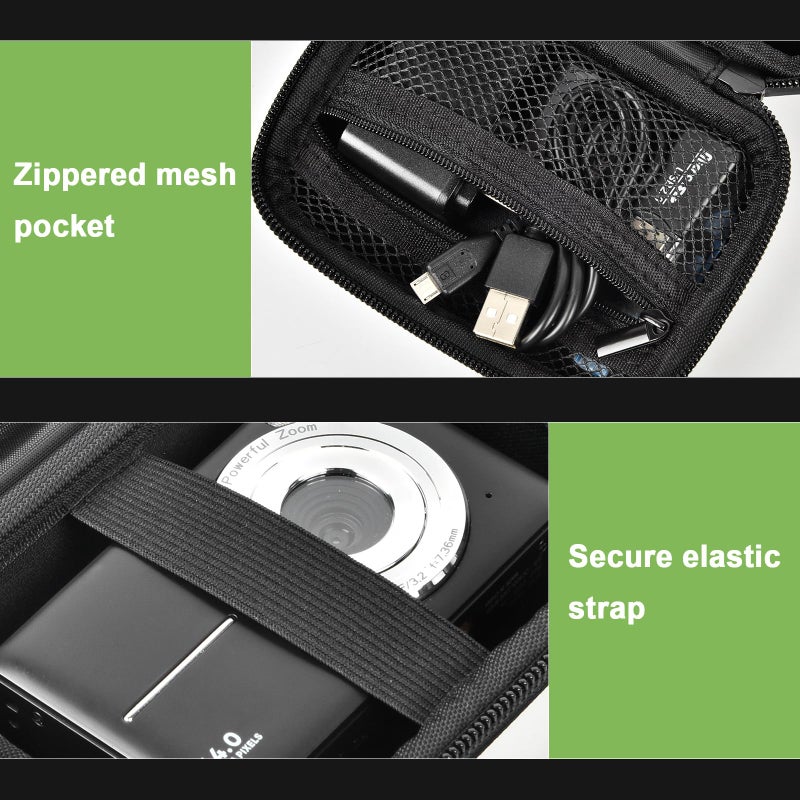 ALKOO Digital Camera Case Compatible with VAHOIALD FHD 1080P/ for CAMKORY Digital Point and Shoot/for KODAK PIXPRO FZ45-BK 16MP Vlogging/for IWEUKJLO/for Nsoela, Holder for SD Card More- Black (Box Only) - Image 4