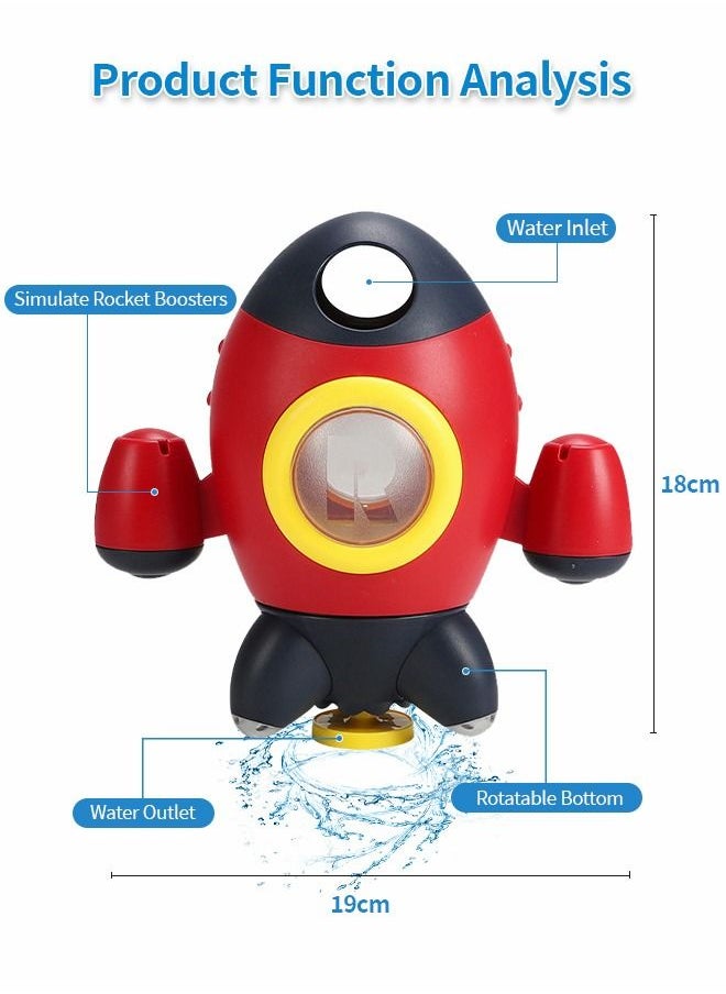GROIC - Bath Toys, Space Rocket Bath Toys for Toddlers, Spray Water Baby Bath Toys with Rotating Fountain, Shower Bathtub Toys for Kids - Image 1