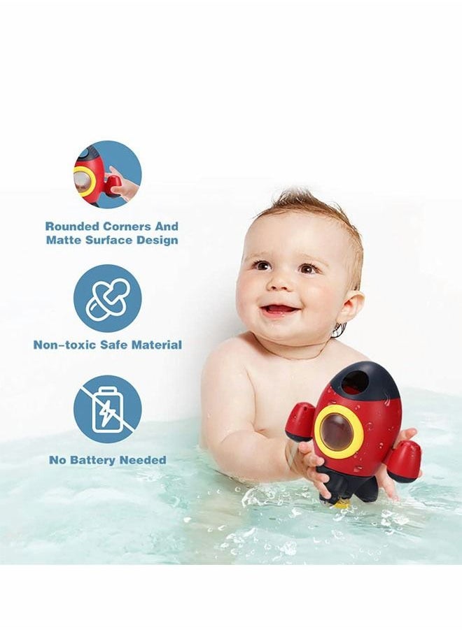 GROIC - Bath Toys, Space Rocket Bath Toys for Toddlers, Spray Water Baby Bath Toys with Rotating Fountain, Shower Bathtub Toys for Kids - Image 1