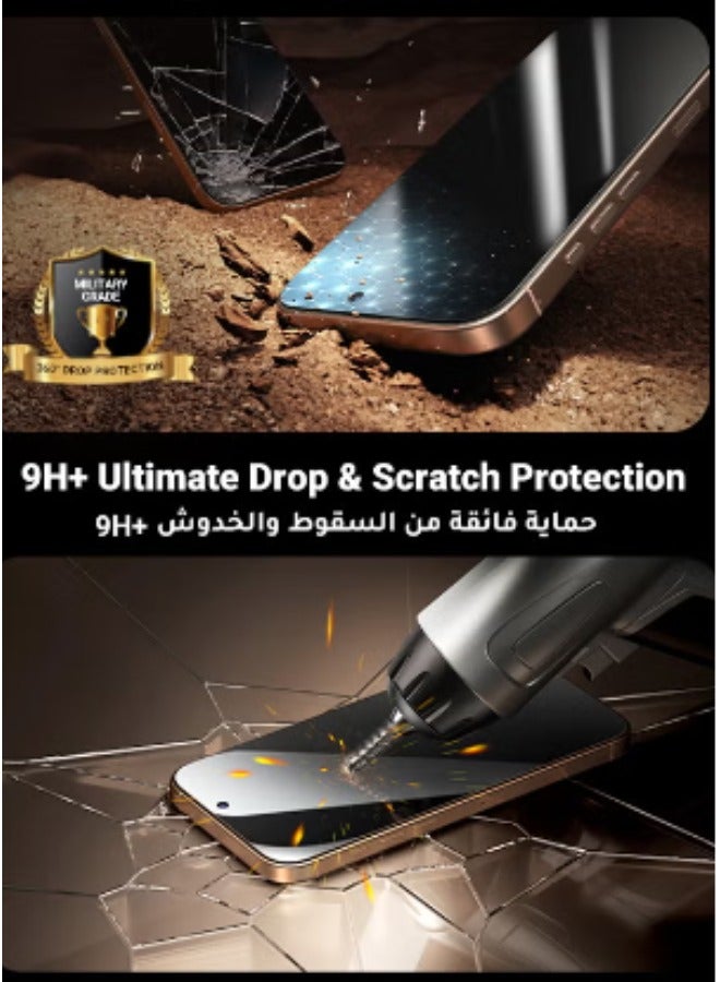 JOYROOM iPhone 16/15 Privacy Screen Protector 6.1" Inch Face ID Supported Easy Installation Anti-Spy & Privacy Protection Anti-Fingerprint & Bubble Free, Case Friendly Tempered Glass Black - Image 3