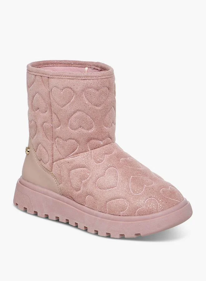 Celeste Girls' Heart Embossed Slip-On Ankle Boots