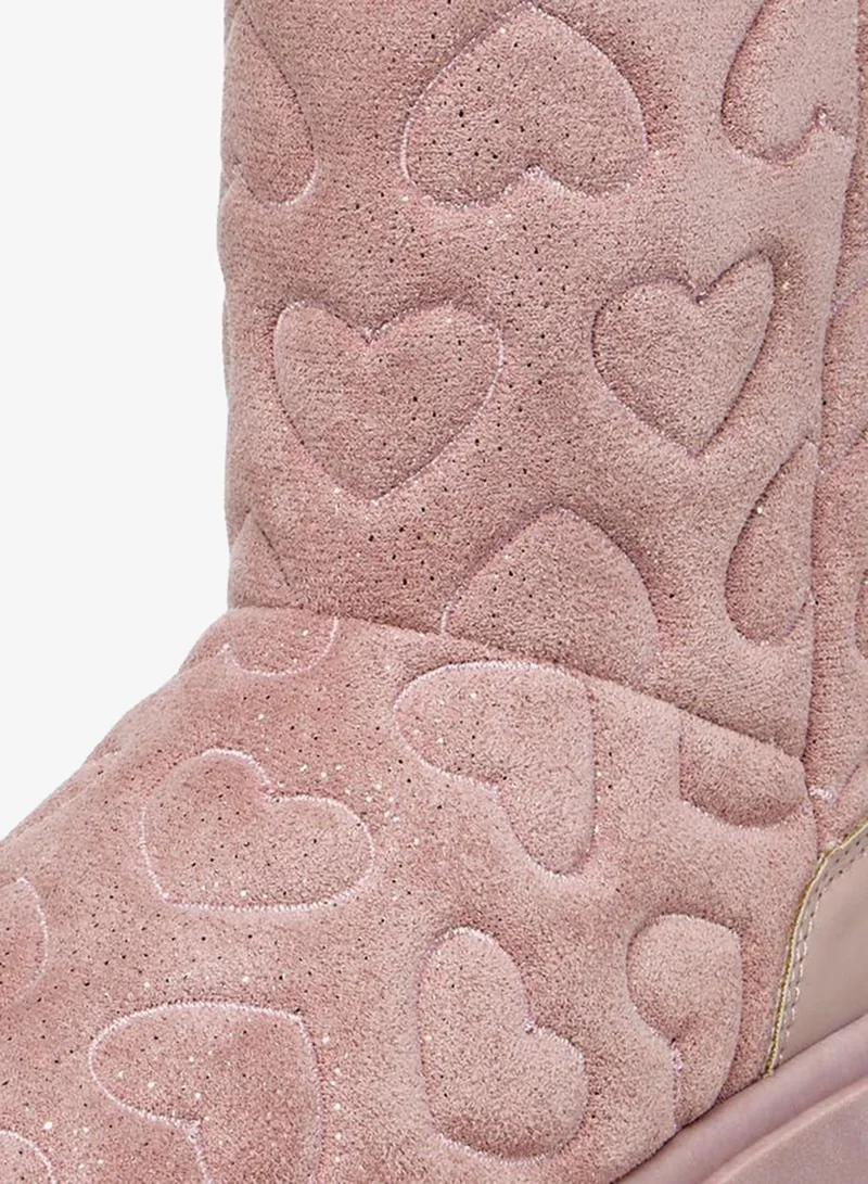 Celeste PINK Girls' Heart Embossed Slip-On Ankle Boots for Women | Best Price UAE