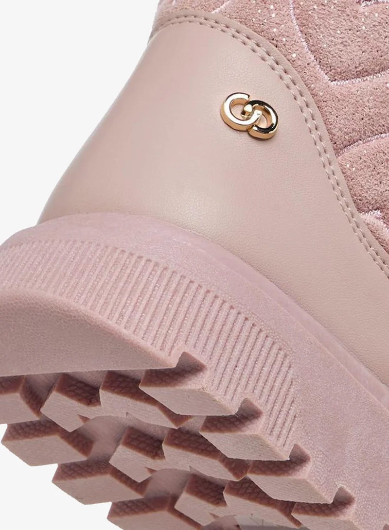 Celeste PINK Girls' Heart Embossed Slip-On Ankle Boots for Women | Best Price UAE