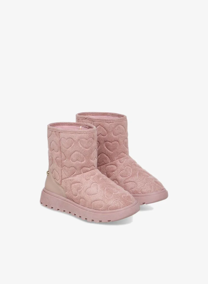 Celeste PINK Girls' Heart Embossed Slip-On Ankle Boots for Women | Best Price UAE