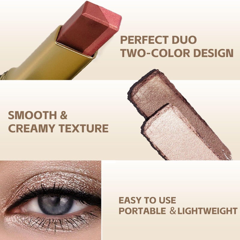 MooGlamor 6 Pcs Glitter Eye Shadow Stick Shimmer Eye Shadow Set with Two-Color Gradient and Waterproof Eyeshadow Pen for Long Lasting Eye Makeup Gift - Image 4