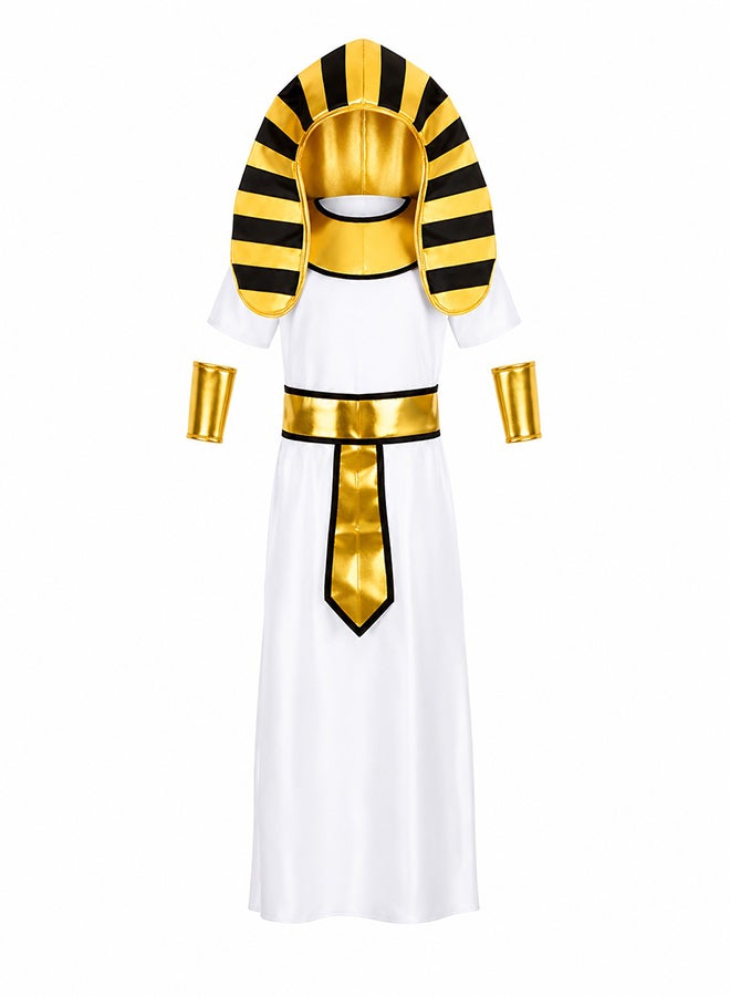 Toy Land Kids Egyptian Costume Set – Ancient Egypt Fancy Dress Outfit with Headpiece and Wrist Cuffs for boys of age 8 to 9 years - Image 1