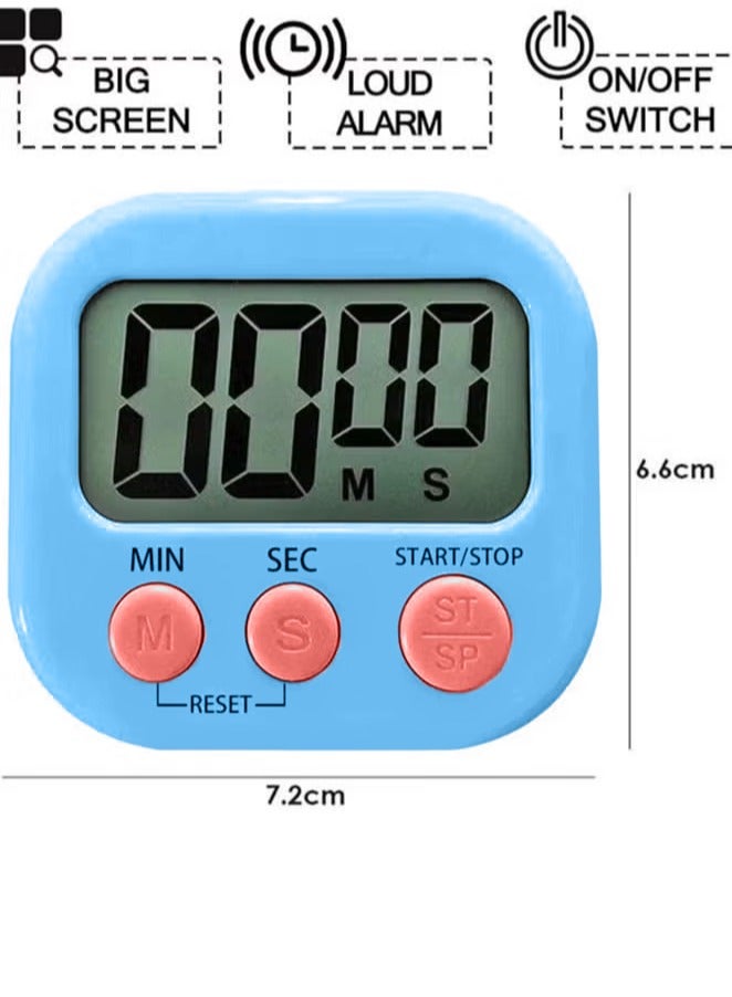 Kitchen cooking timer, large numbers, loud alarm, magnetic stand, baking cooking timer, blue - Image 2