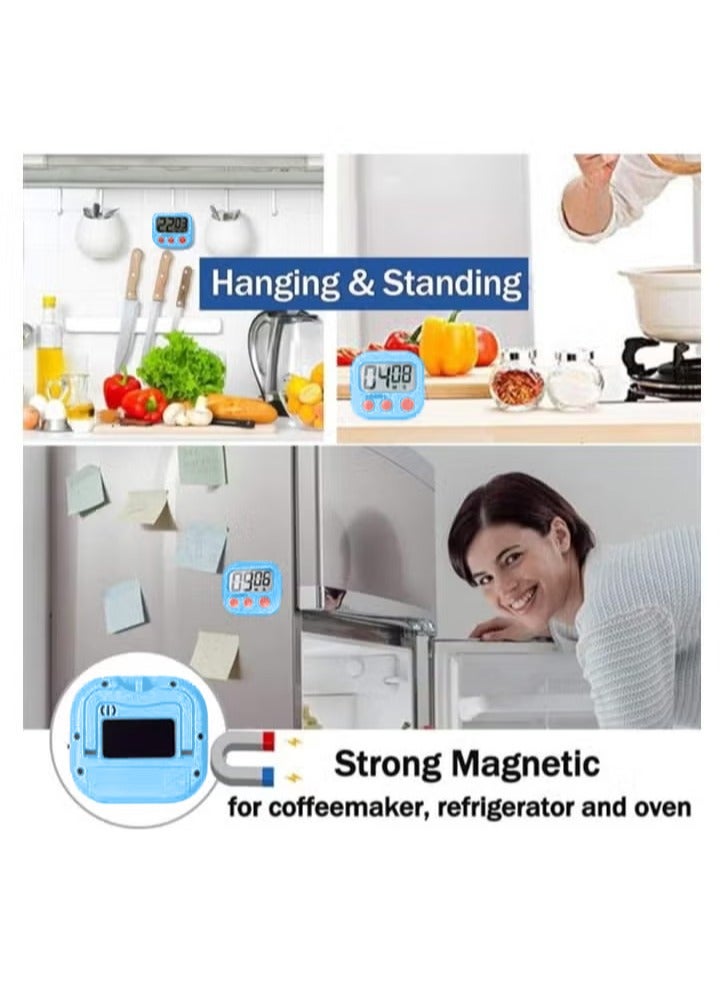Kitchen cooking timer, large numbers, loud alarm, magnetic stand, baking cooking timer, blue - Image 4