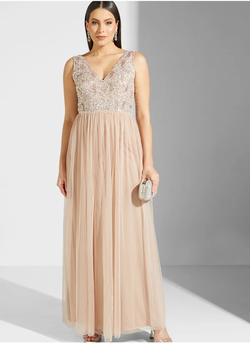 Namshi x Hadia Ghaleb Shimmer & Tulle Dress