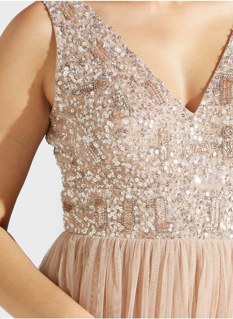 Namshi x Hadia Ghaleb Shimmer & Tulle Dress