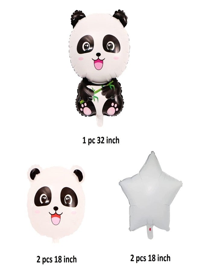FI - FLICK IN 5 pcs Happy Birthday Panda Theme Decoration Face Foil Star Panda Foil Balloons for Birthday Decoration Items (Pack of 5,Black & White) - Image 2