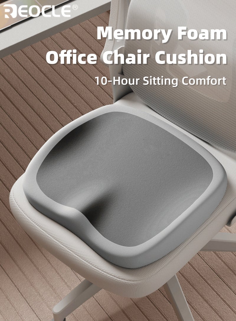 ريوكل وسادة كرسي مكتب مريحة، مصنوعة من إسفنج ميموري فوم يدوم 10 ساعات، مع دعم قطني قابل للتعديل. وسادة مقعد مريحة محمولة مع دعم معزز للورك والخصر، وقاعدة مانعة للانزلاق، مناسبة للمنزل والسيارة والمكتب. - Image 1