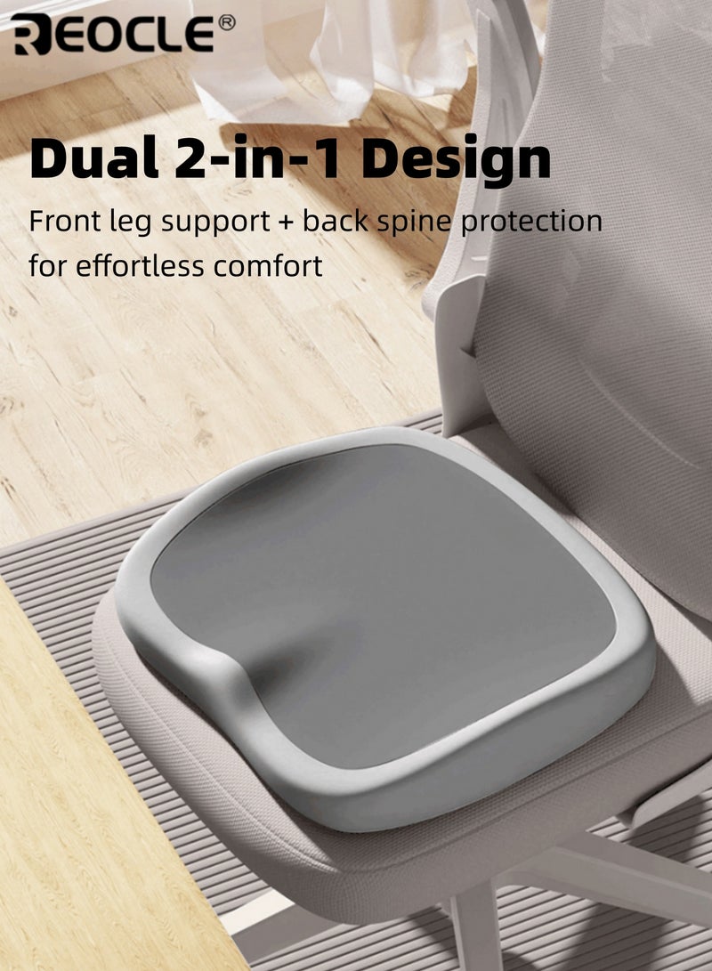 ريوكل وسادة كرسي مكتب مريحة، مصنوعة من إسفنج ميموري فوم يدوم 10 ساعات، مع دعم قطني قابل للتعديل. وسادة مقعد مريحة محمولة مع دعم معزز للورك والخصر، وقاعدة مانعة للانزلاق، مناسبة للمنزل والسيارة والمكتب. - Image 3