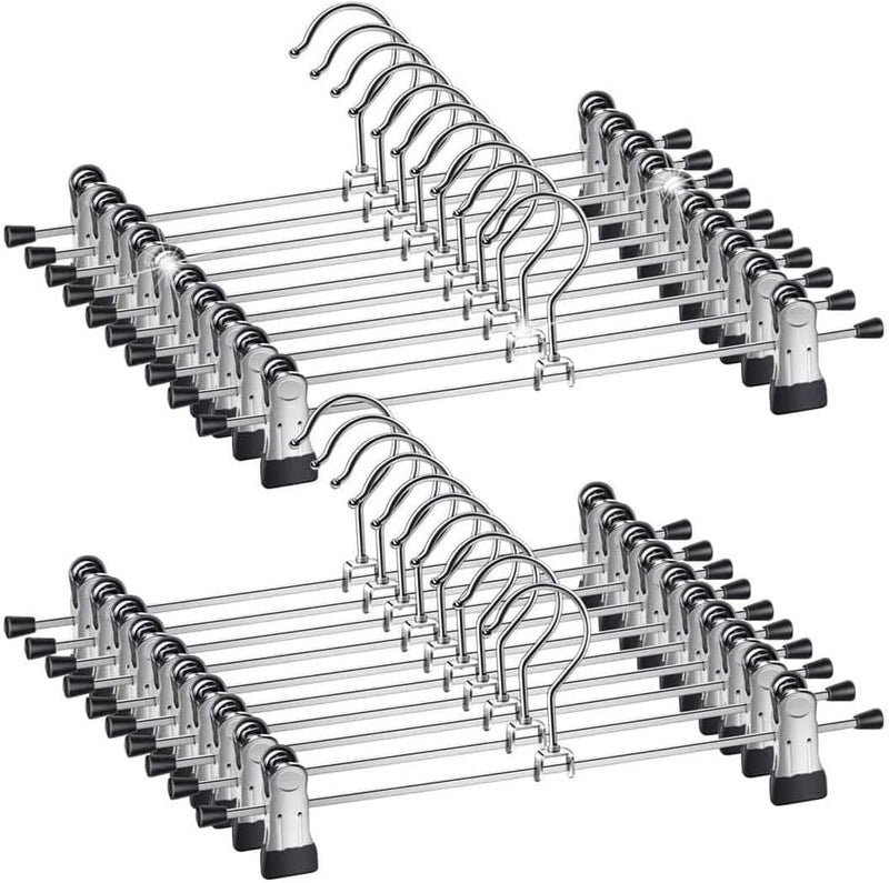Red Dot Gift ® 10-Pack Pants Hangers with Clips, 30cm Skirt Hangers, Matal Pants Hangers Skirt Hangers with Clips Jeans Hangers Space-Saving, Elegant for Closet Organizing - Image 1