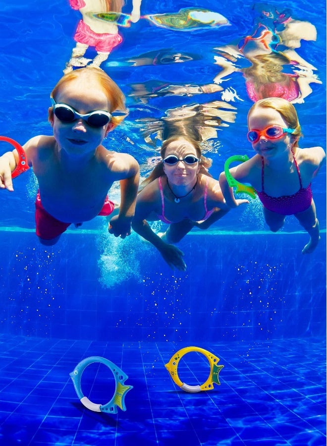 Pool Diving Toys, Kids Swimming Pool Toys Plastic Fish Shaped Diving Rings Easy Retrieval Sinking Colorful Diving Rings, Swimming Training Practice Accessories (4 Pack) - Image 4