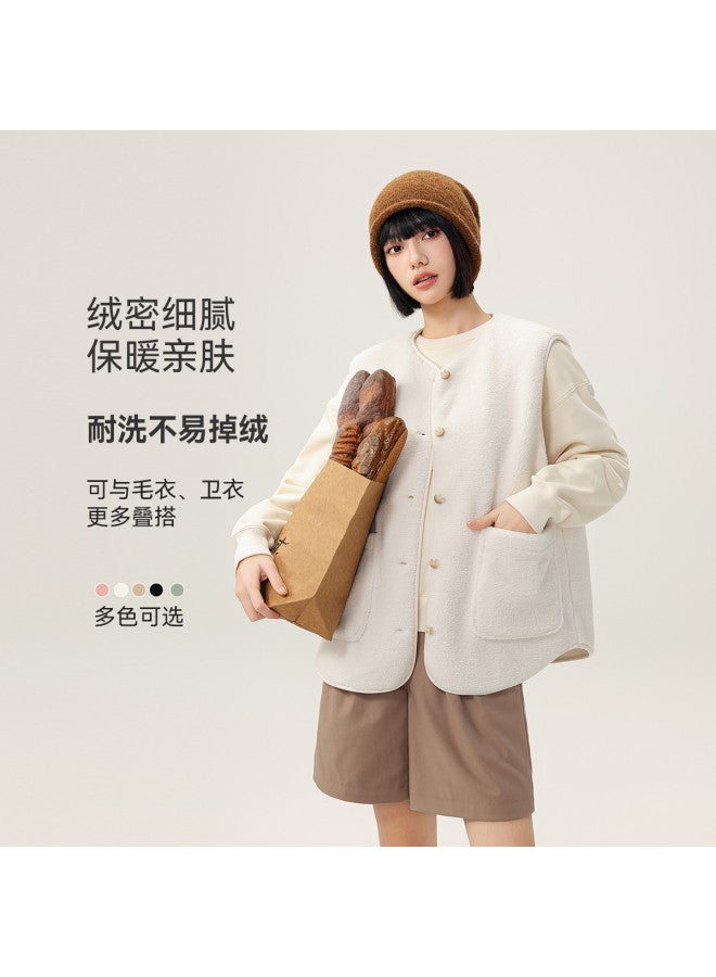Flying in the snow Women's Sherpa Vest Fashion Casual 2025 Fine Skin-friendly Women's Short Sleeveless Jacket - Image 3
