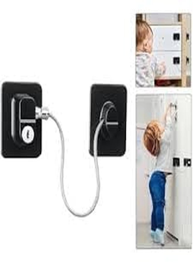 Hocimit Child Safety Cabinet Lock with Key Lock,Cabinet Restrictor Cable for Baby and Toddler Lock for Cupboards, Drawers, Fridge, Wardrobe - Image 2