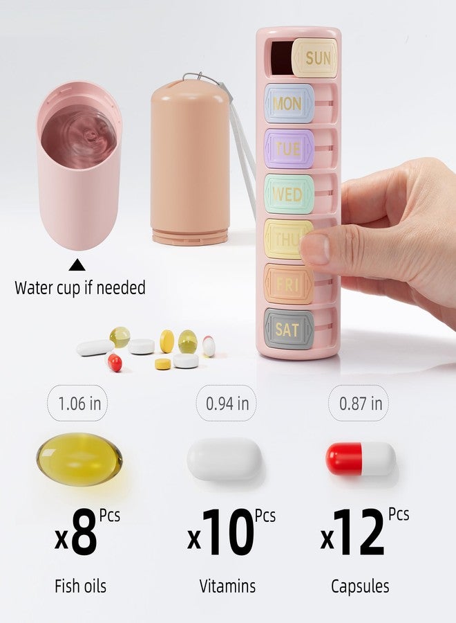 Restree 7-Day Pill Organizer | Waterproof Weekly Pill Box, 7 Compartments Rotating Switch | BPA-Free Medicine Organizer for Vitamins, Fish Oil, Supplements | Travel, Home & Office (Pink) - Image 3