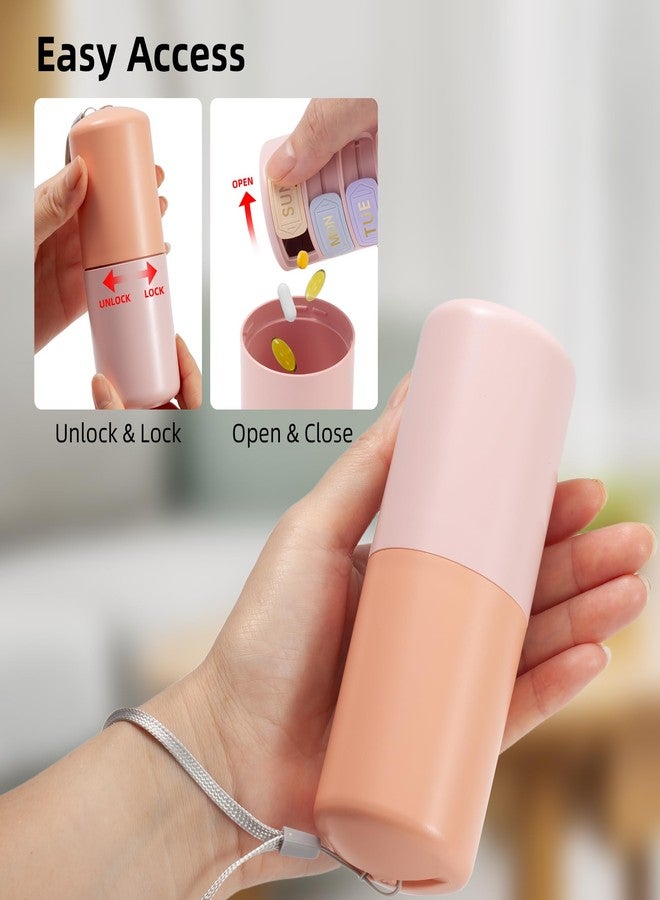 Restree 7-Day Pill Organizer | Waterproof Weekly Pill Box, 7 Compartments Rotating Switch | BPA-Free Medicine Organizer for Vitamins, Fish Oil, Supplements | Travel, Home & Office (Pink) - Image 4